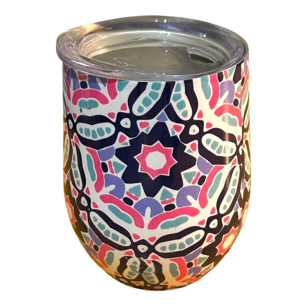 Swig Stemless Wine Tumbler 12 oz Black Pink Design